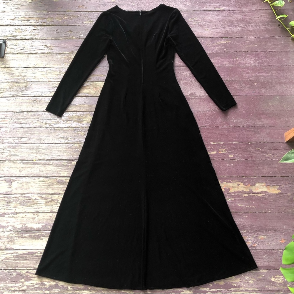 Tadashi Vintage Velvet Long Sleeved Maxi Dress Rhinestone Y2K 90s - Picture 7 of 13